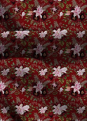 Tecido Blackout Estampa Digital Natal Floral Vermelho 1,35 de Largura