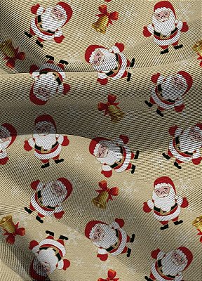 Tecido Blackout Estampa Digital Natal Papai Noel Bege 1,35 de Largura