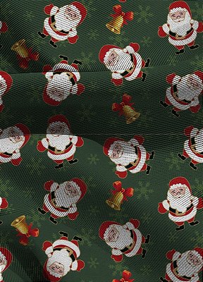 Tecido Blackout Estampa Digital Natal Papai Noel Verde 1,35 de Largura