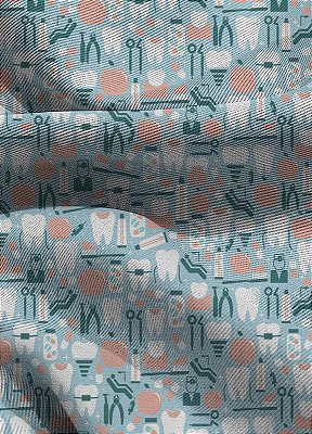 Tecido Blackout Estampa Digital Saúde 3 com 1,35m de Largura