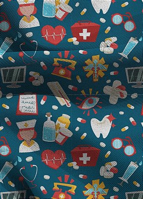 Tecido Blackout Estampa Digital Saúde 5 com 1,35m de Largura