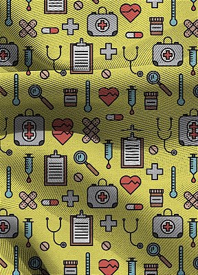 Tecido Blackout Estampa Digital Saúde 8 com 1,35m de Largura