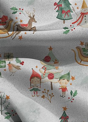 Tecido Blackout Estampa Digital Papai Noel 1,35m de Largura