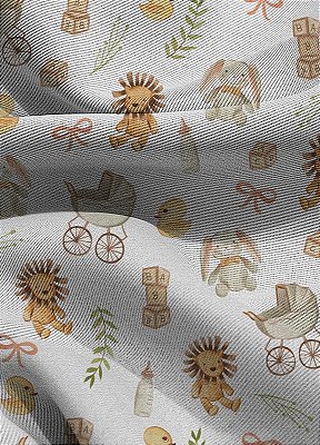 Tecido Blackout Estampa Digital Bichinhos do Bebê 1,35m de Largura