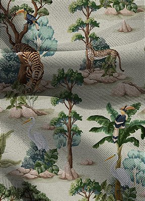 Tecido Blackout Estampa Digital Floresta Fundo Verde 1,35m de Largura