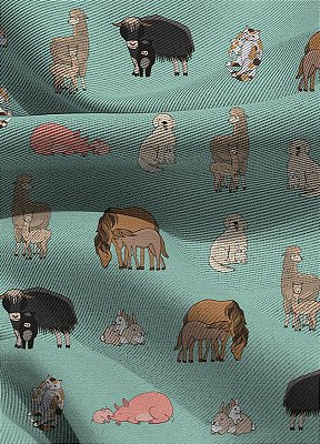 Tecido Blackout Estampa Digital Pai e Filho Animais 1,35m de Largura