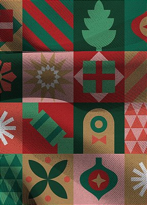 Tecido Blackout Estampa Digital Patchwork Natalino 1,35m de Largura