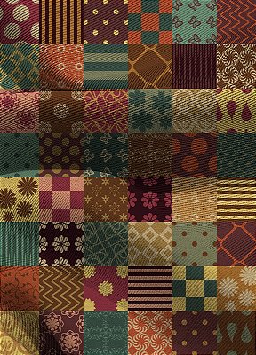 Tecido Blackout Estampa Digital Patchwork 2 com 1,35m de Largura