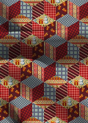 Tecido Blackout Estampa Digital Patchwork 5 com 1,35m de Largura