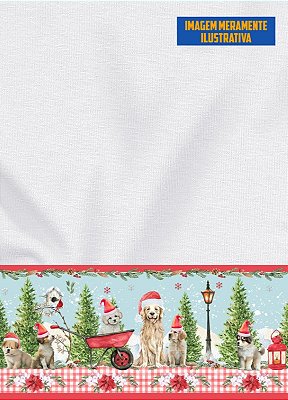 Tecido Microfibra Estampa Digital para Barrado Christmas Dogs com 1,55m de Largura