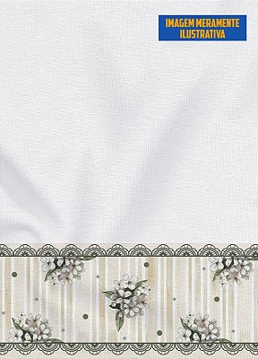 Tecido Micropercal Estampa Digital para Barrado Arabesco e Flores com 1,55m de Largura