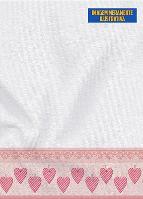 Tecido Micropercal Estampa Digital para Barrado Corações Rosa com 1,55m de Largura