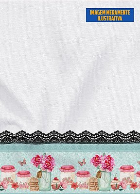 Tecido Oxford Estampa Digital para Barrado Flores e Borboletas com 1,55m de Largura