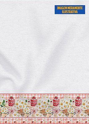 Tecido Oxford Estampa Digital para Barrado Bolos e Flores com 1,55m de Largura