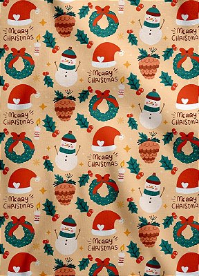 Tecido Oxford Estampa Digital Natalina 4 com 1,55m de Largura