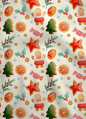 Tecido Oxford Estampa Digital Natalina 6 com 1,55m de Largura