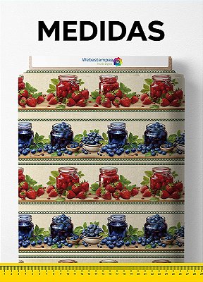 Tecido Micropercal Estampa Digital Frutas 1,55m de Largura