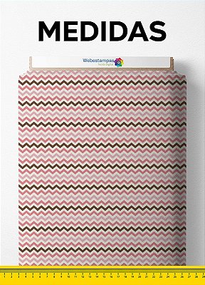 Tecido Cotton Estampa Digital Chevron Rosa 1,60m de Largura