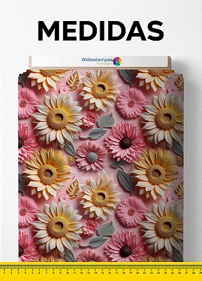 Tecido Cotton Estampa Digital Floral 410 1,60m de Largura