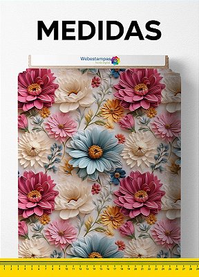 Tecido Cotton Estampa Digital Floral 416 1,60m de Largura