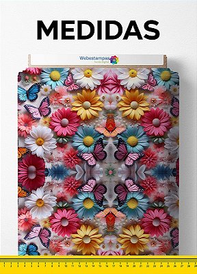 Tecido Cotton Estampa Digital Floral 419 1,60m de Largura