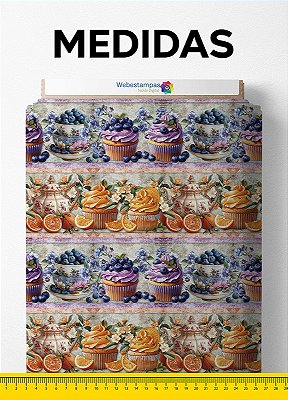 Tecido Oxford Estampa Digital Cupcakes 1,55m de Largura