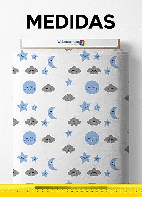 Tecido Velboa Estampa Digital Céu Azul 1,55m de Largura