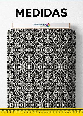 Tecido Veludo Estampa Digital Arabesco Preto 1,40m de Largura