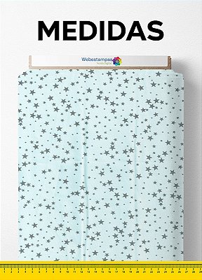 Tecido Tricoline Misto Estampa Digital Estrelinhas Fundo Azul 1,50m de Largura