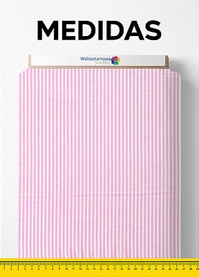 Tecido Tricoline Misto Estampa Digital Listrado Rosa 1,50m de Largura