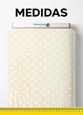 Tecido Tricoline Misto Estampa Digital Poá Branco Fundo Amarelo 1,50m de Largura