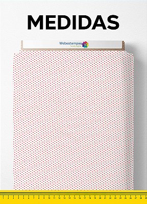 Tecido Tricoline Misto Estampa Digital Poázinho Vermelho Fundo Branco 1,50m de Largura