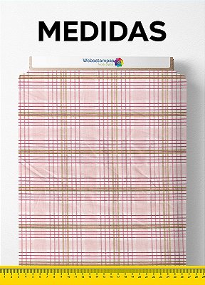 Tecido Tricoline Misto Estampa Digital Xadrez Rosa 1,50m de Largura