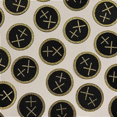 Adesivo Para Chapéu (Patch) +x Dourado Gliter
