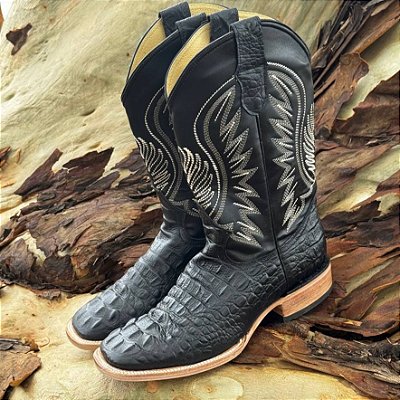 Bota Crocodilo Preta Importada