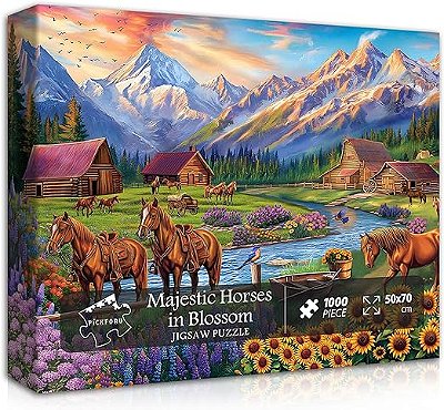 Quebra Cabeça Puzzle Pickforu Majestic Horses in Blossom