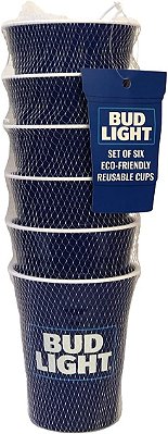 Copos Bud Light de plástico reutilizáveis ecológicos - Pacote com 6