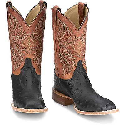 Bota Justin Boots Moseley Black Full Quill Ostrich #JE5173