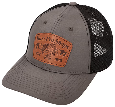 Boné Bass Pro Shops Leather Patch Mesh-Back Cap - Charcoal/Black