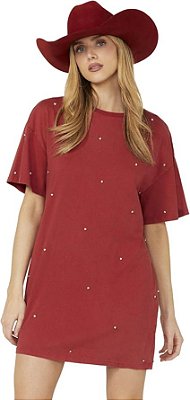 Vestido Rock & Roll Denim com strass cravejado