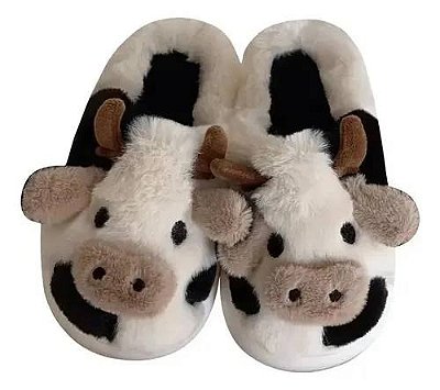 Pantufa Vaca Malhada Preta/Branco