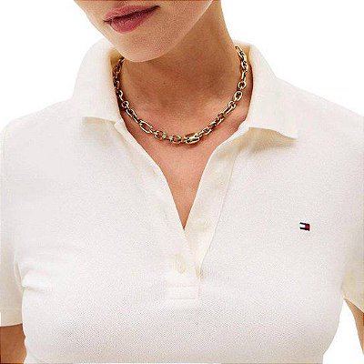 Camiseta Polo Tommy Hilfiger Off White 6800735182