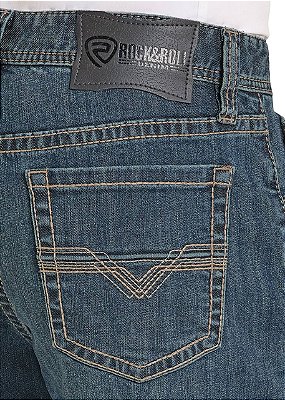 Calça Rock & Roll Denim High Rise Relaxed Fit Two Tone Tapared Bootcut BMHBD08571