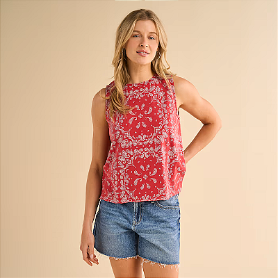 Natural Reflections Bandana Print Tank Top Salsa