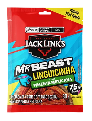 Linguicinha Mr Beast Sabor Pimenta Mexicana Levemente Apimentada Jack Link's 1Un x 30g