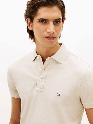 Camiseta Polo Tommy Hilfiger MW0MW32346 Heathered Oatmilk
