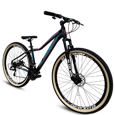 Bicicleta Alfameq Pandora Feminina MTB Aro 29 Preto/Verde/Rosa