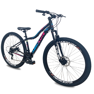 Bicicleta Absolute Hera Feminina MTB Aro 29 Preto/Rosa/Azul