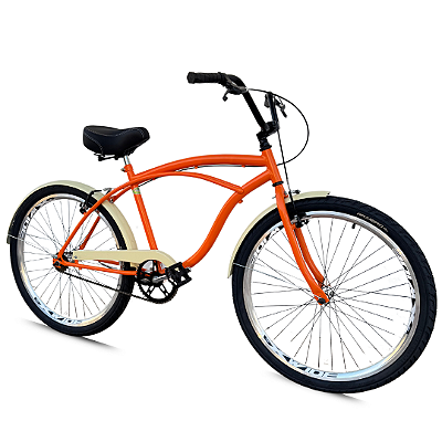 Bicicleta Beach Caiçara Aro 26 Laranja/Bege Passeio