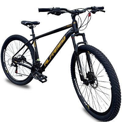 Bicicleta Alfameq PRO aro 29 -> 24v SHIMANO + Freio Hidraulico Preto/Dourado 2026